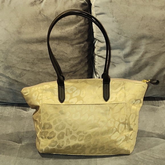 EUC Michael Kors Kelsey Medium Leopard Print Nylon Top Zip Tote - Picture 12 of 16